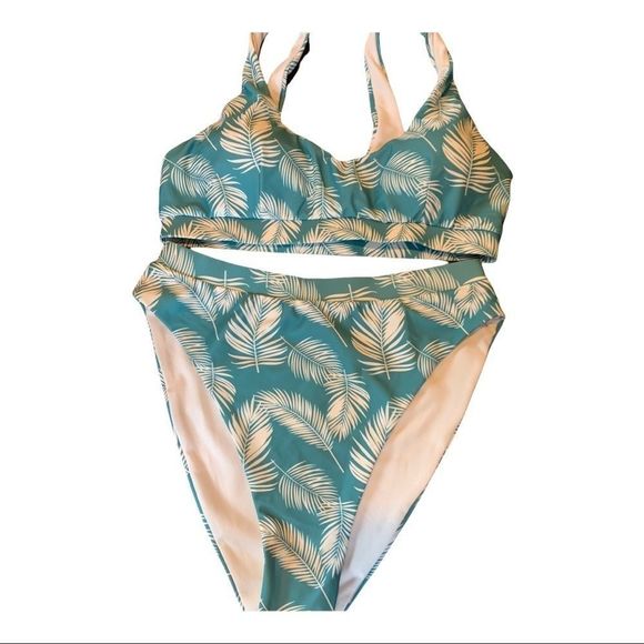 Pink Lily Seaside Escape Leaf Print Bikini - Picture 5 of 8